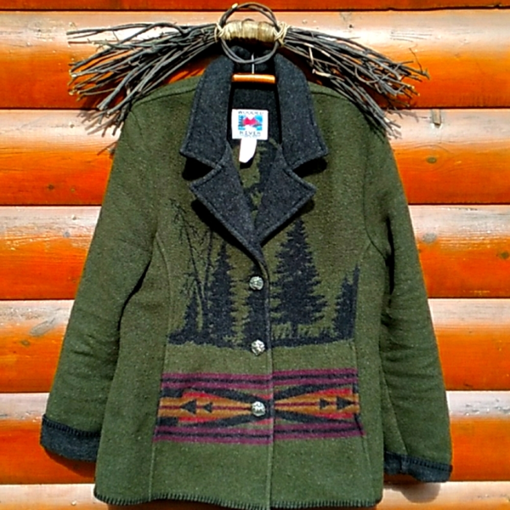 🫎  Wooded River Wool Moose Blanket Jacket M/LG